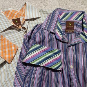 TAILORBYRD Striped Long Sleeve Cotton Dress Shirts ~ 2 for Price of !